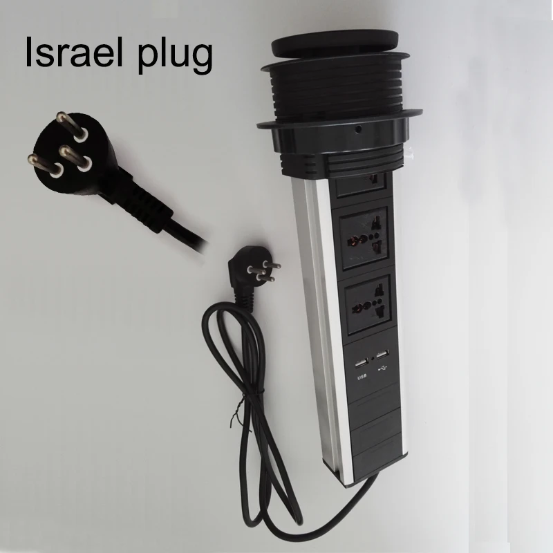 

Hot sell Israel plug universal av power 3universal power+2charge USB conference furniture desktop tabletop socket