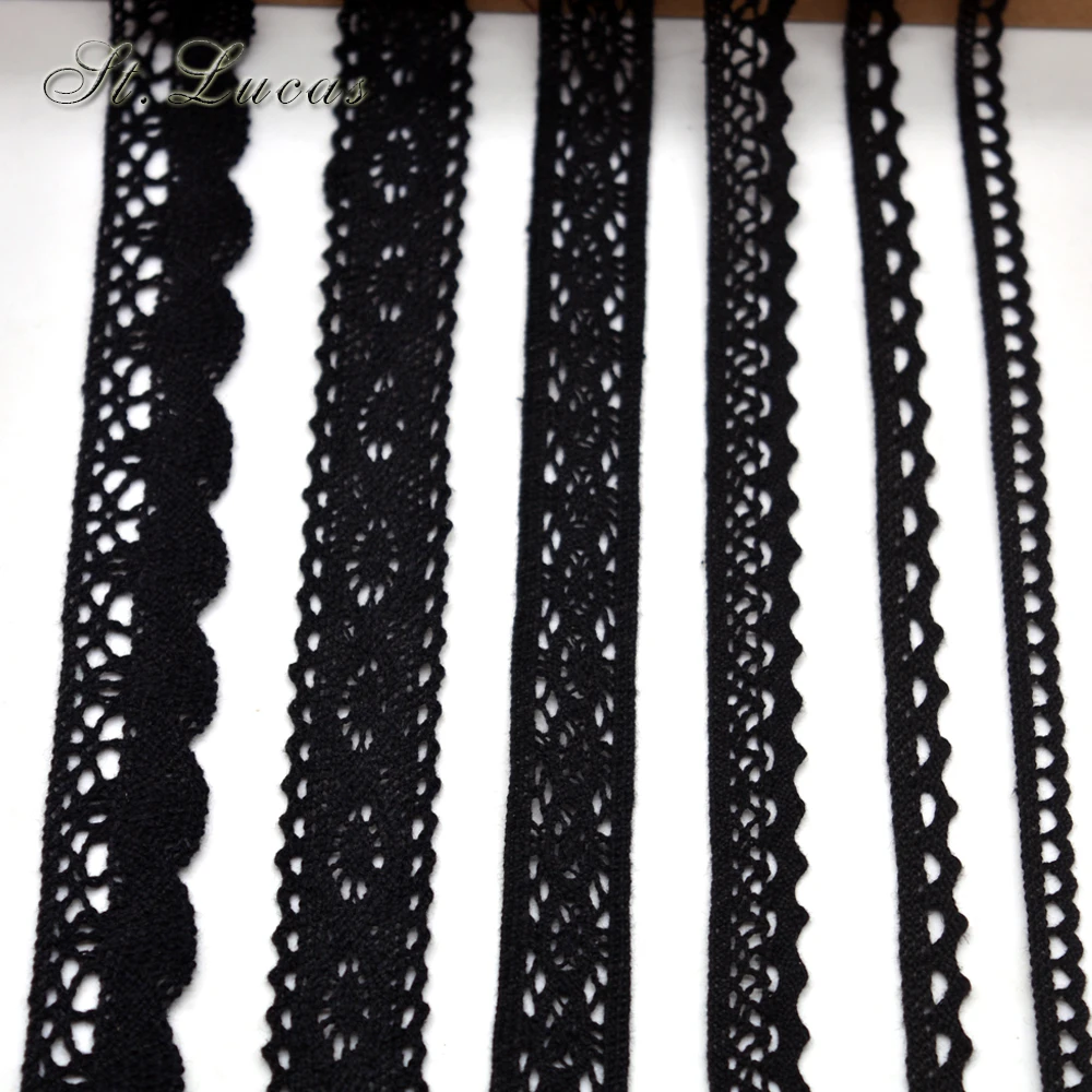 Hot sale new arrived 5yd/lot black lace fabric ribbon cotton lace trim sewing material for home curtains garment accessories DIY