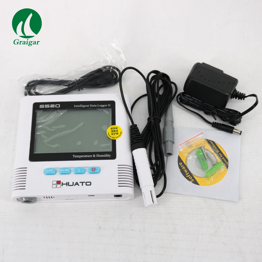 Huato S520-EX Humidity Temperature Data Logger with Printing Real Time Function Measurement Range -40 to +100°C/0 to 100%RH