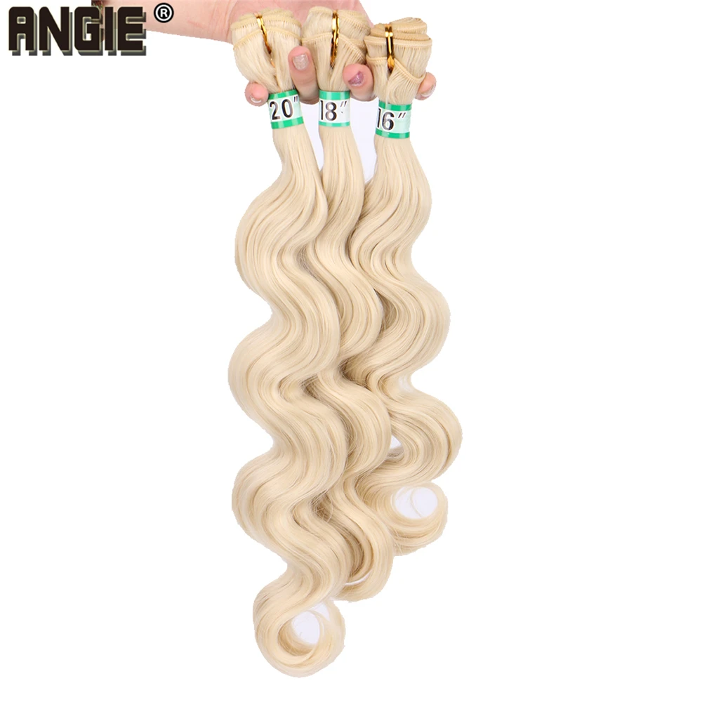 Body Wave Hair Bundles Curly สังเคราะห์ผม Weft 16 18 20 นิ้ว 3 ชุดสีดำผมผลิตภัณฑ์