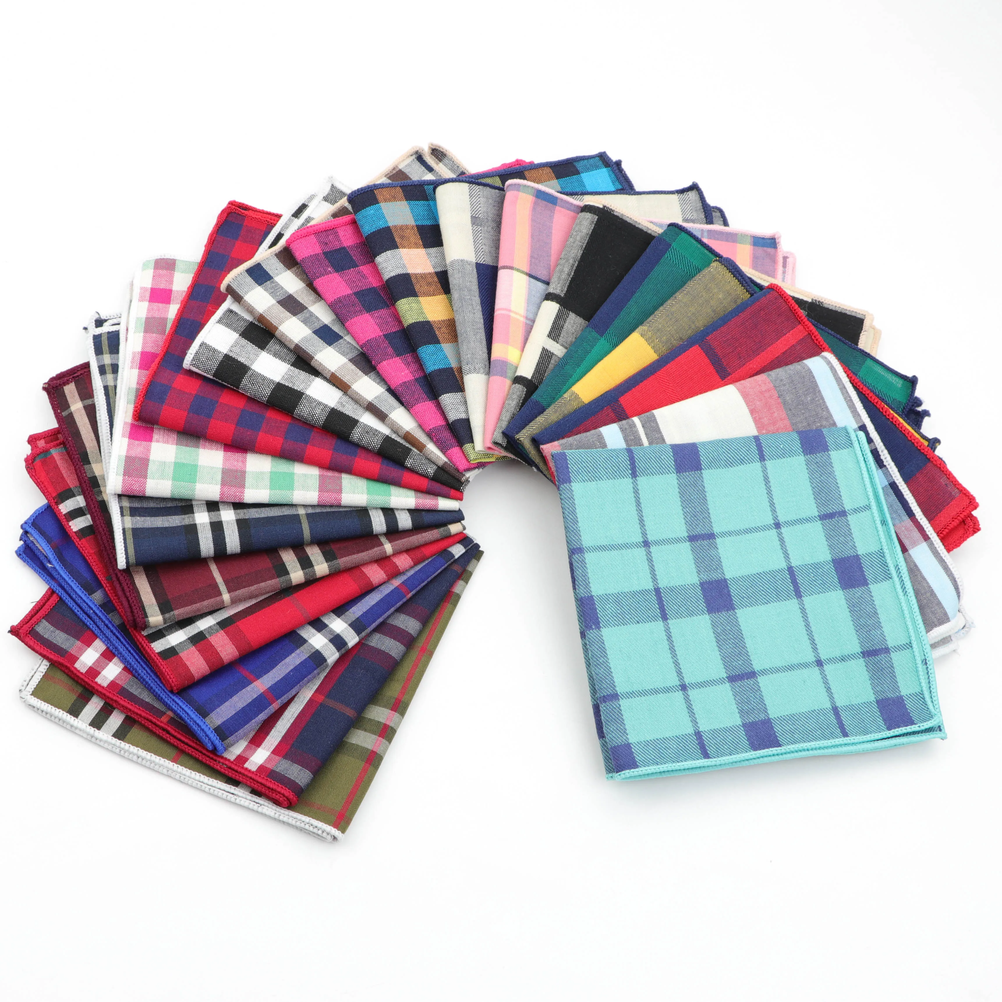 Striped Handkerchief Scarves Vintage Cotton Hankies Plaid Men's Pocket Square Printed Handkerchiefs