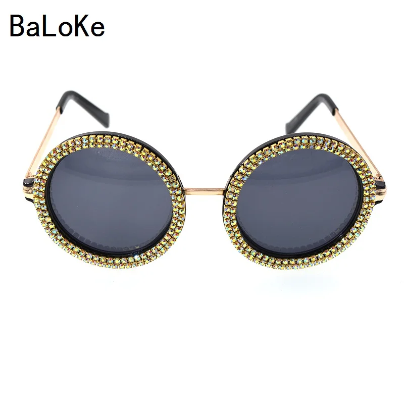 fashion sunglasses women crystal shining oversize baroque sunglasses black frame big round sunglasses beach outdoor accessories