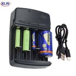 4 slots Smart USB Battery Charger for Rechargeable C D SC  A AA AAA AAAA 1.2V NiMh NiCd 1.5V Alkaline battery charger