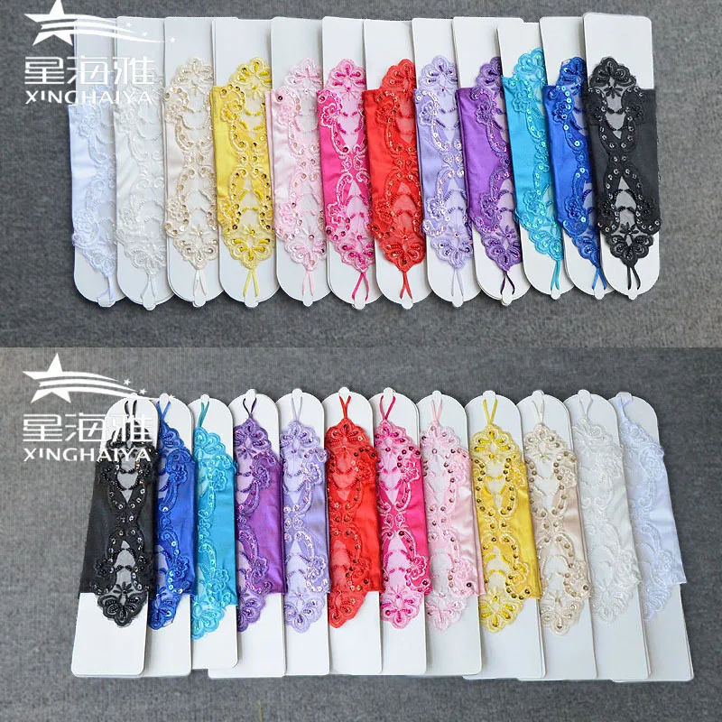 Flower Girl Gloves Wedding Dress Accessories White Children Long Gloves Without Finger Lace Gloves Suture Beads Sleeves D