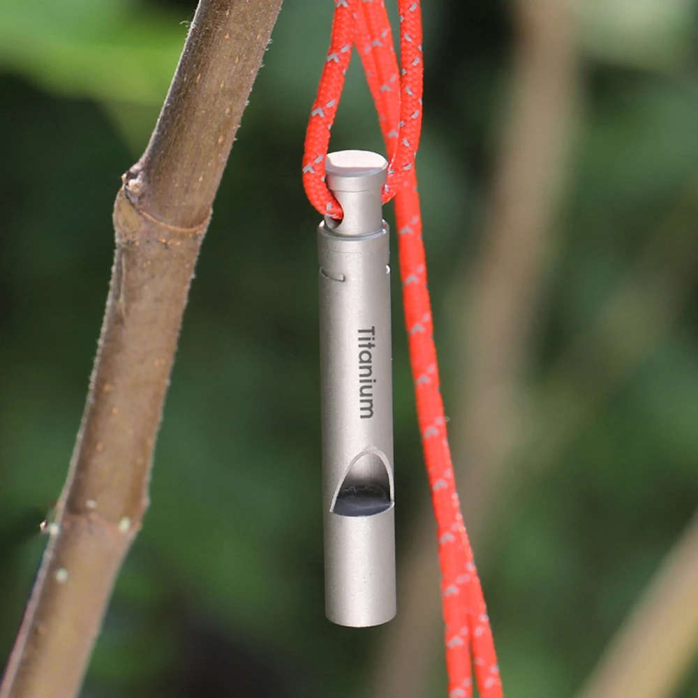 Ultralight Titanium Emergency Whistle with Cord Outdoor Survival Camping Hiking Exploring