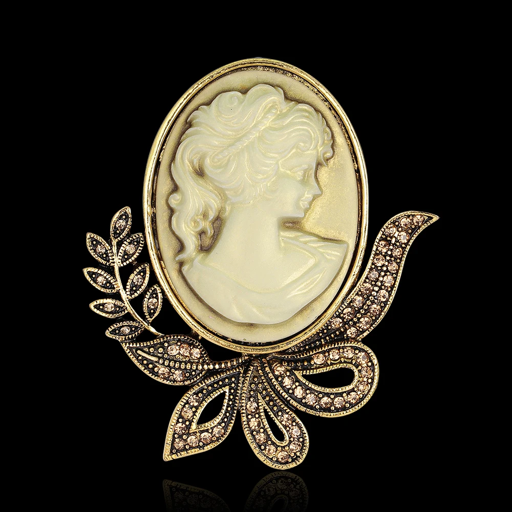 Victoria Vintage Beauty PictureBrooch Pins Female Brand Jewelry Queen Cameo Brooches Rhinestone For Women Christmas Gift