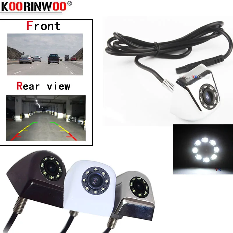 

Koorinwoo Universal vehicle 8 LEDs Lights car front and rear view camera Auto HD Backup Reverse Parking Camera Waterproof 12V