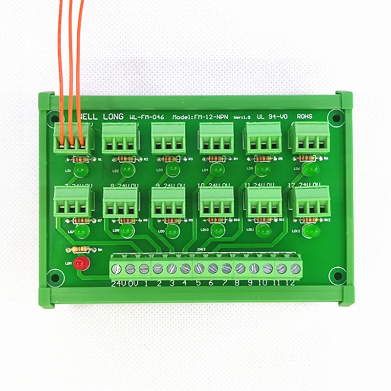 DIN Rail Mount PLC12 channel NPN Input Screw Connector Module IO photoelectric proximity switch sensor terminal block.