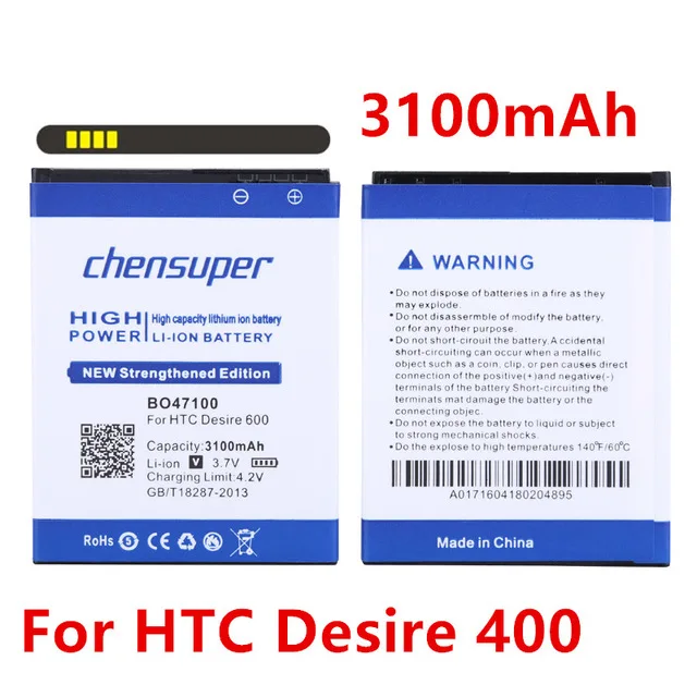 NEW 3100mAh BM60100 For HTC Desire 400(Dual) 500 506e 600 606W T606W T608T T609D Z4 One SC/ST/SU C525c C525E T528d BO47100