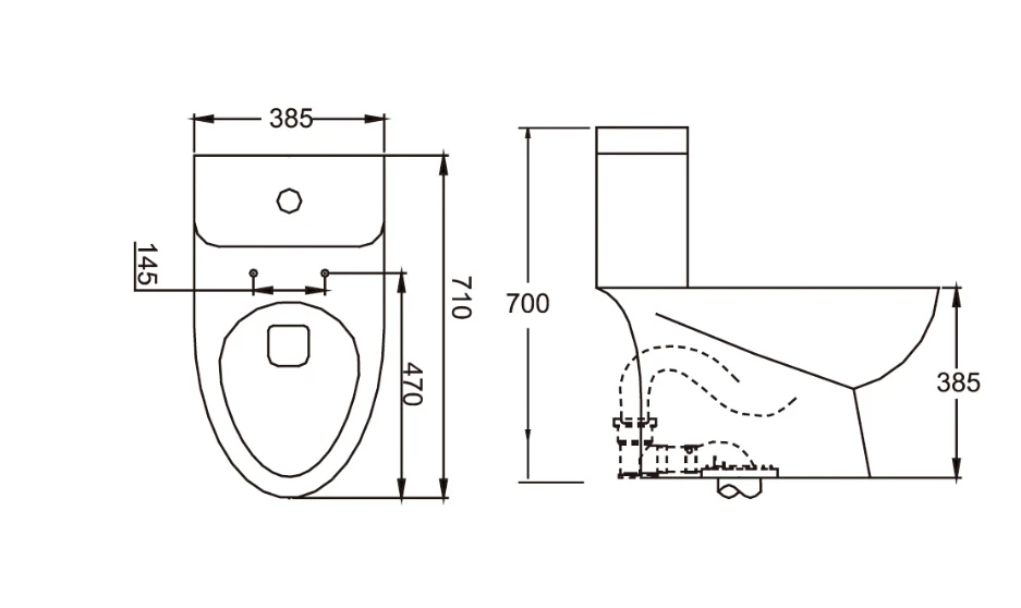 2016 new style water closet one piece S-trap ceramic toilets with PVC Adaptor and soft close seat cover AST346 CE UPC cerificate