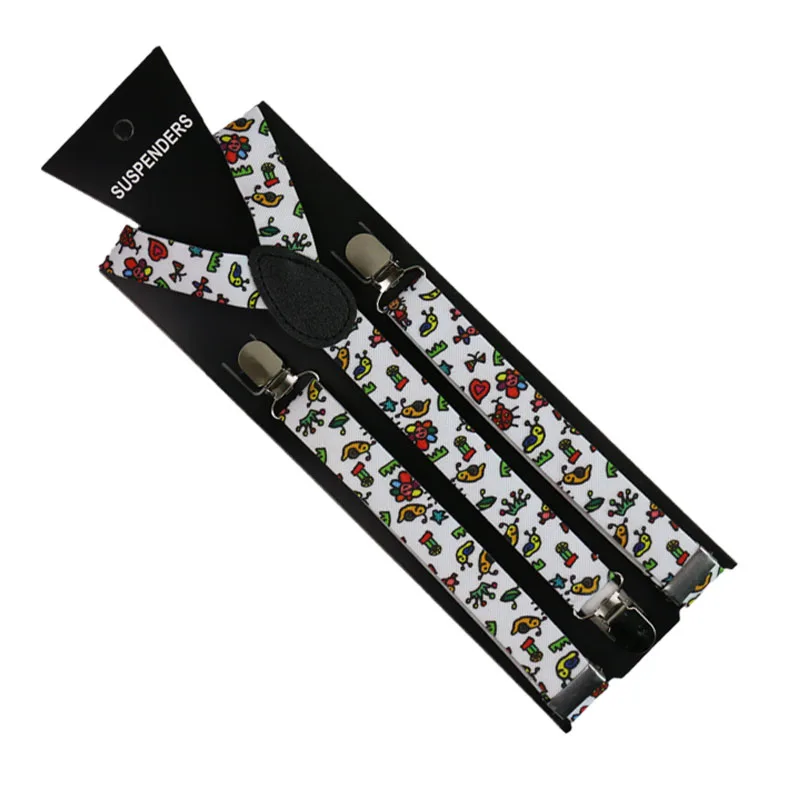 Fashion Cartoon Print Suspenders 2.5cm Men Women Unisex Y-back Classic Suspender Braces