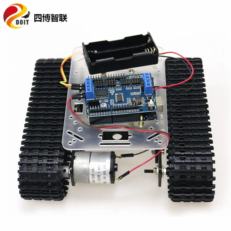 SZDOIT ESPduino V1 Control Kit+ Mini T100 Metal Tracked Crawler Tank Chassis With 33GB-520 Motor RC Robot Diy For Arduino Toy