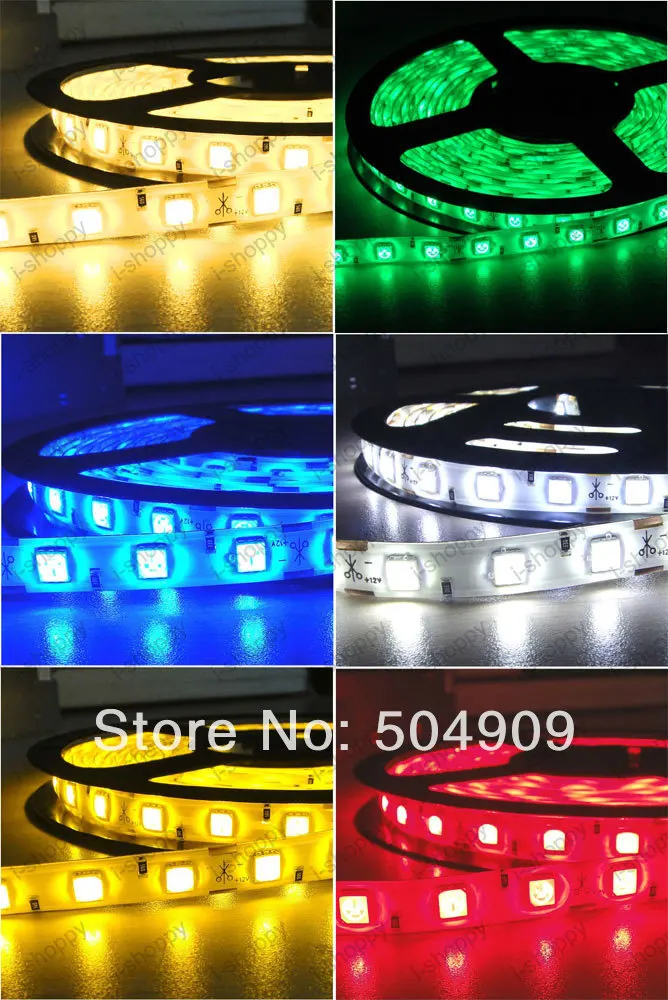 5M One Roll 300-LED Light Strip Lamp Bar Soft Flexible String SMD-5050 Waterproof Showcase Cabinet Tank Car House Decor DC 12V