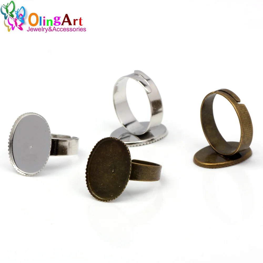 OlingArt 6pcs/Lot Inside Diameter 13*18mm pad Adjustable Ring Base Ring Blanks Ring care Jewelry Findings Accessories Components