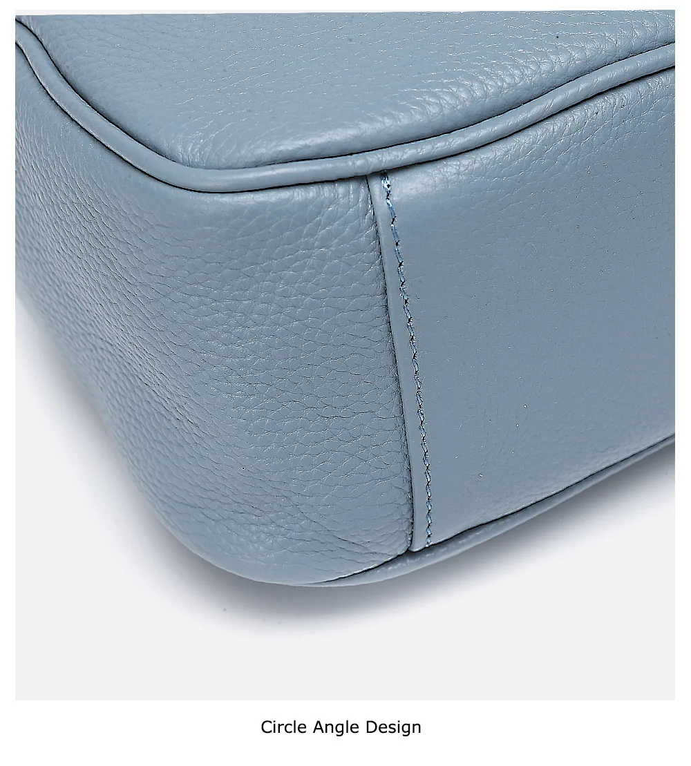 Zency Noble Damen Kleine Umhängetasche 100 % Echtleder Weiß Blau Mode Umhängetasche Geldbörse Beige Hobos Handtasche – Detail 17