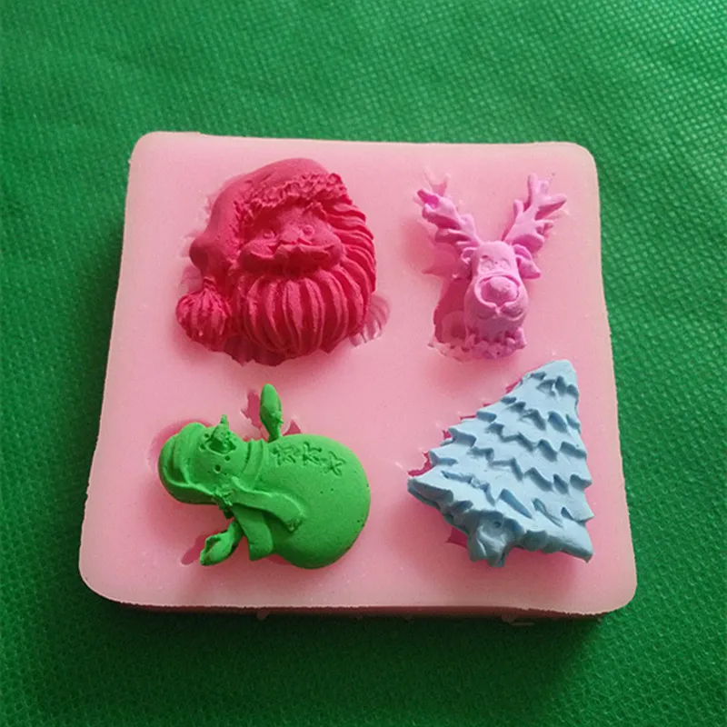 

Santa Silicone Clay Molds Fondant Molds Cake Icing Decorations Cupcake Pan Kitchenware JH023