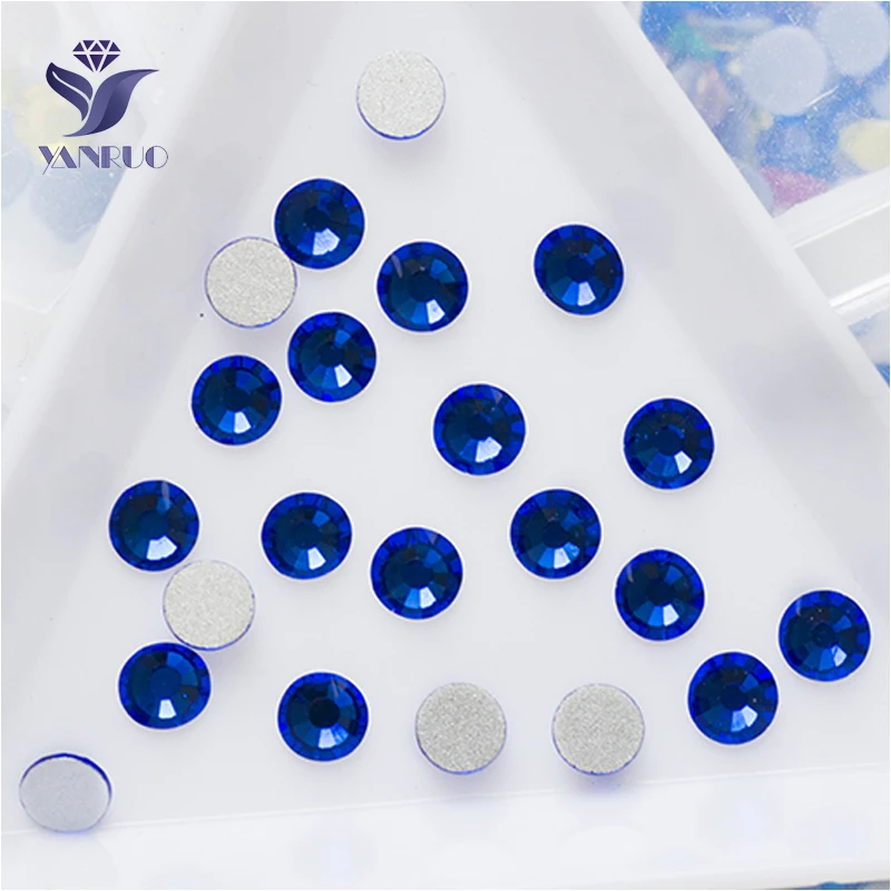 YANRUO 2028NoHF All Sizes Sapphire Crystal Non Hotfix Stones Flatback Strass Glue On Rhinestones For Shoes Accessories