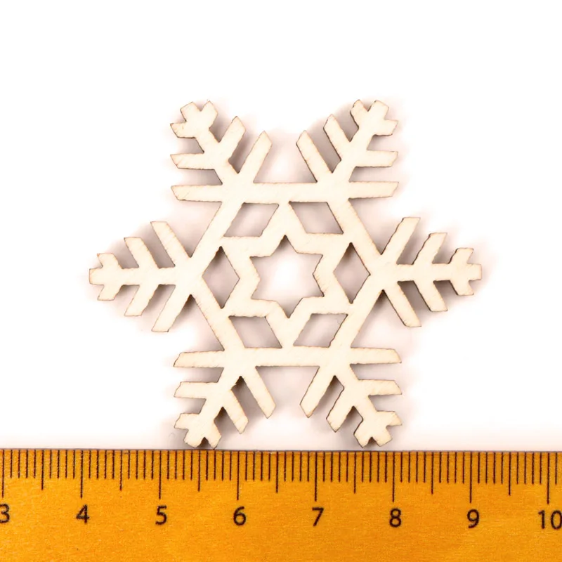 Christmas Snowflake Pattern Wooden Scrapbooking Collection Craft Handmade DIY Accessory Home Decoration DIY 50mm 10pcs MZ207