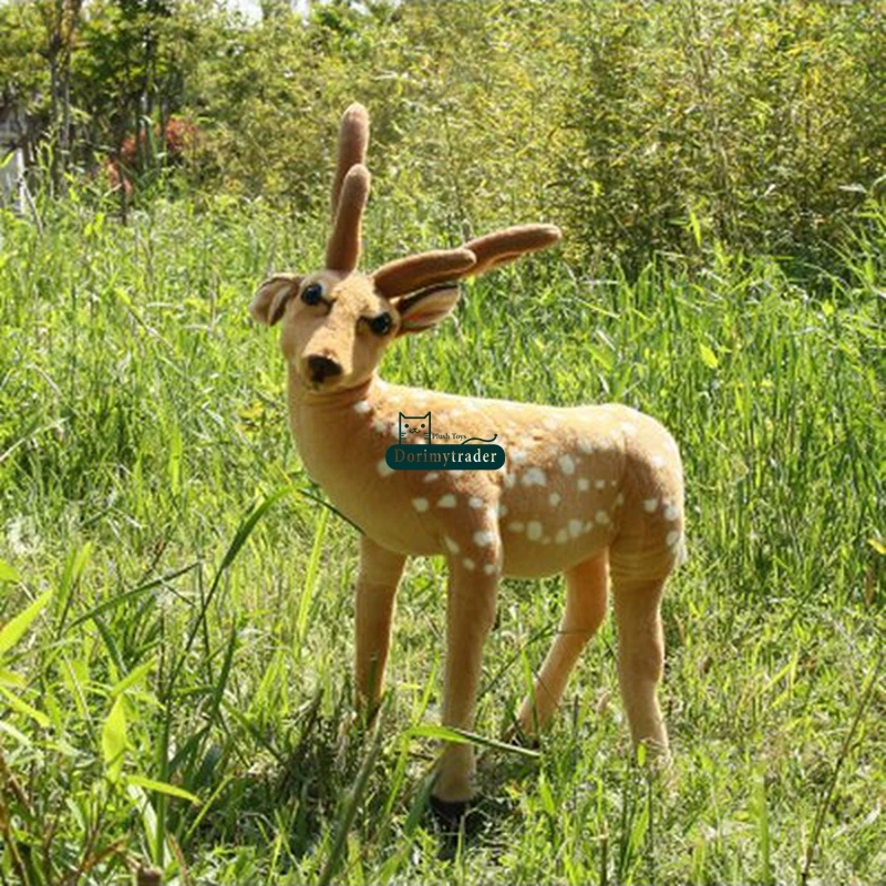 Dorimytrader 85cm Giant Simulated Animal Standing Sika Deer Plush Toy 33'' Big Stuffed Deer House Decoration Kids Play Doll