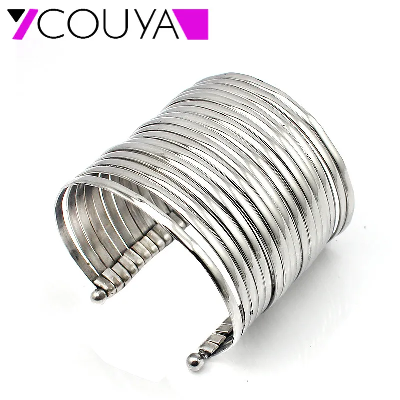 Newest design Fashion very big wide 316L stainless steel punky cuff bangle bracelet for women jewelry