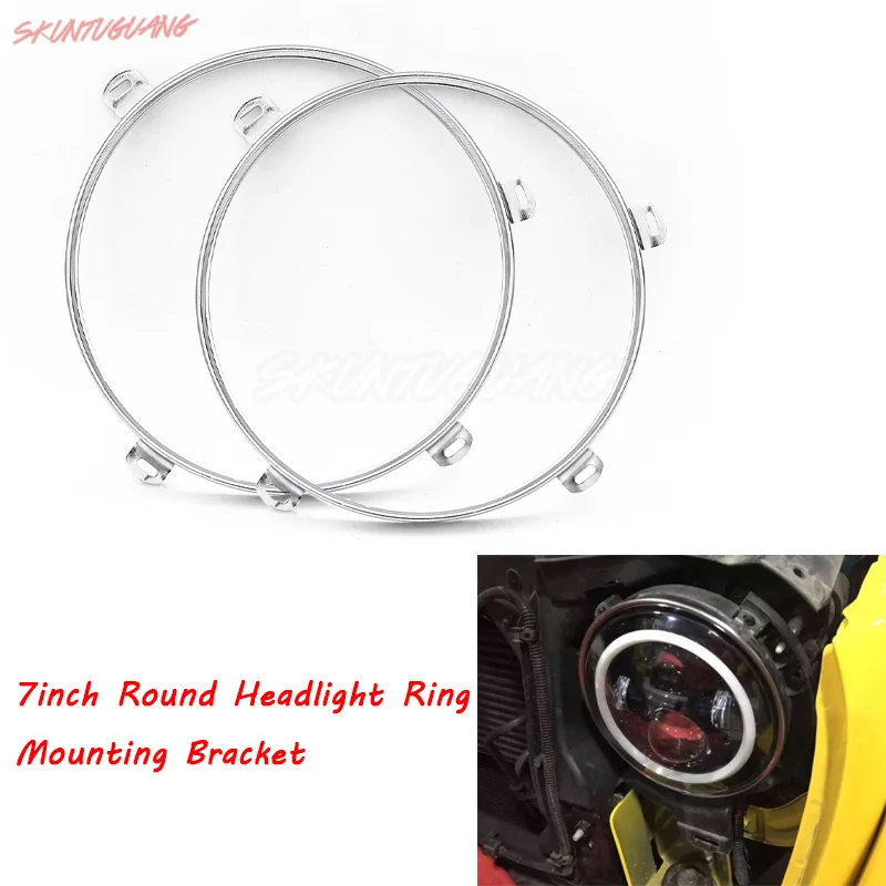 

1 Pair 7 inch Chrome Round Headlight Mounting Bracket Projector Headlamp Ring Trim Ring Bracket For Jeep Wrangler 2007-2018