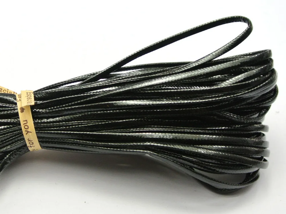 10 Meter Black Flat Soft Synthetic Leather Jewelry Cord Lace String 3X1mm