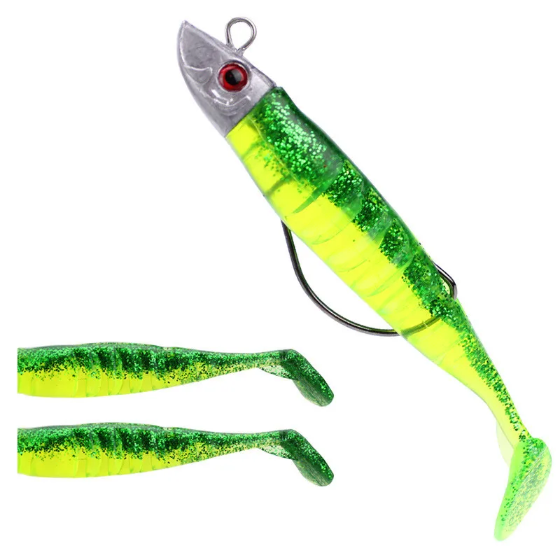 

Fishing Lure 11cm/25g Jig Head Hook Fish Bait Artificial Lures Worm Hooks T Tail 9cm/15g