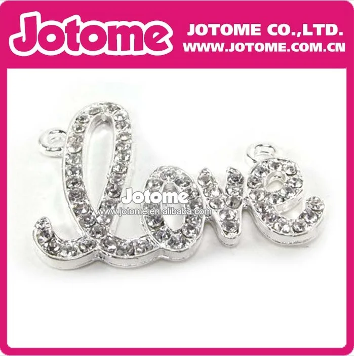 

Wholesale Hot Sale Fashion Crystal Rhinestone love letter Pendants for weeding Free Shipping