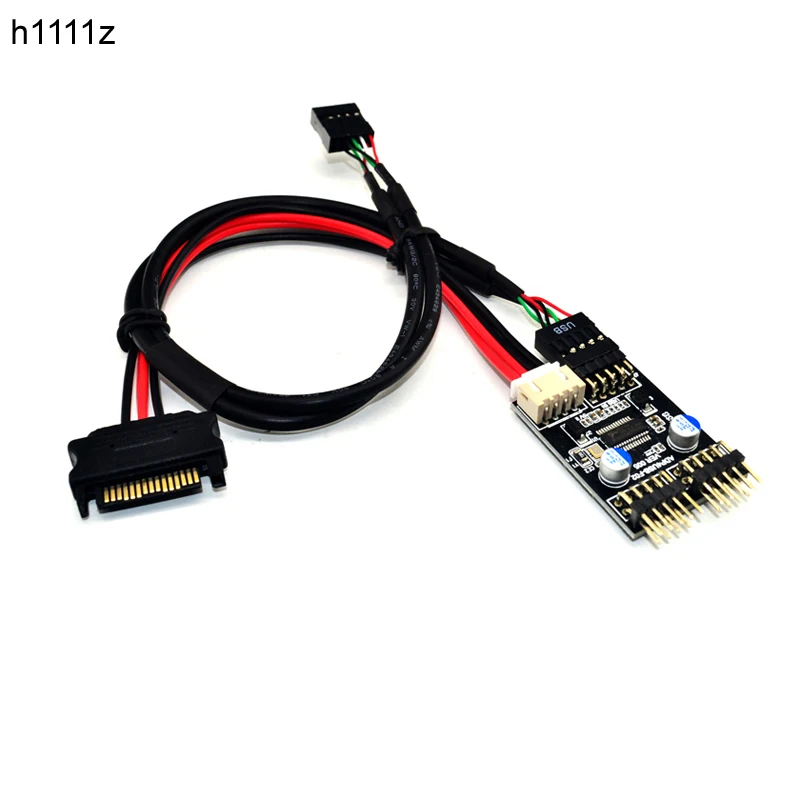 9pin USB Header 1 to 2 Extension Cable Desktop 9Pin USB HUB USB 2.0 9pin Connector Adapter Port Multiplier with SATA Power Cable