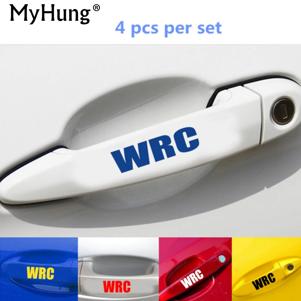 Reflective Universal WRC Word Vinyl Auto Handle Sticker Decorative Waterproof Strip Film Car Exterior car-Stylling 4 pcs