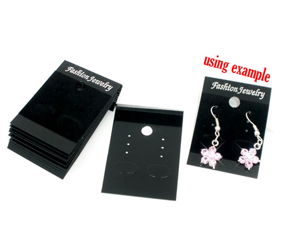 DoreenBeads 50PCsสีดำต่างหูเครื่องประดับการ์ดแสดงผลเครื่องประดับบรรจุภัณฑ์แสดงอุปกรณ์ 52x37mm