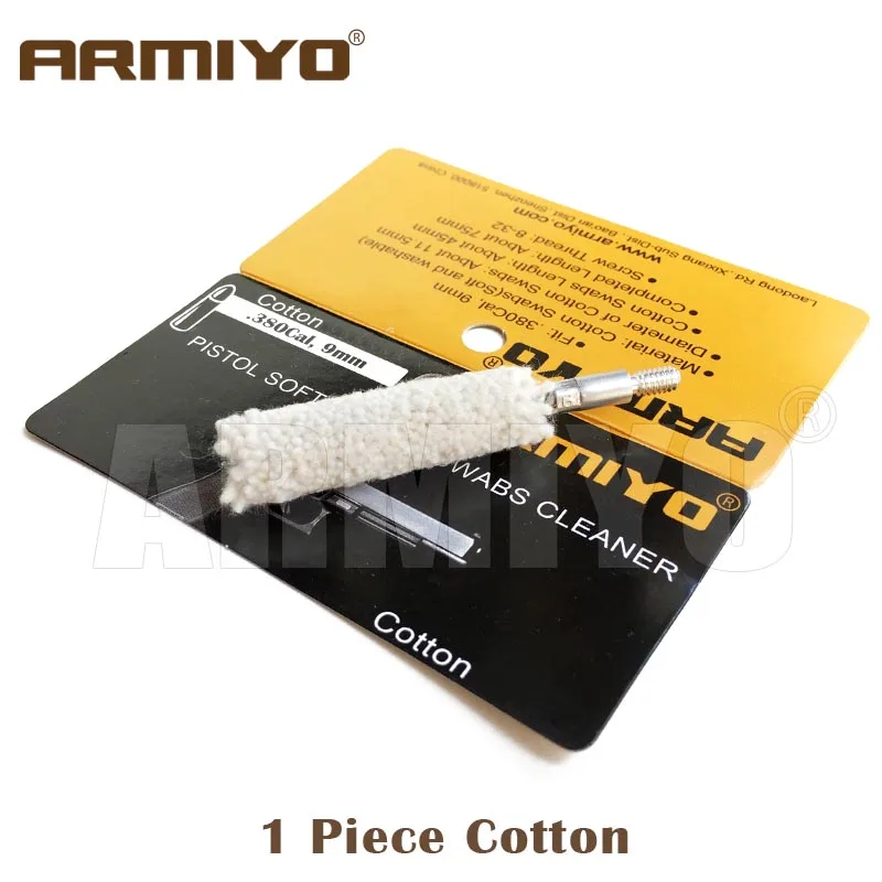 Armiyo Cotton .38Cal .35/.357Cal 9mm Pistol Rifle Barrel Cleaner Gun Bore Cleaning Swabs Hunting Accessories Screw Size 8-32