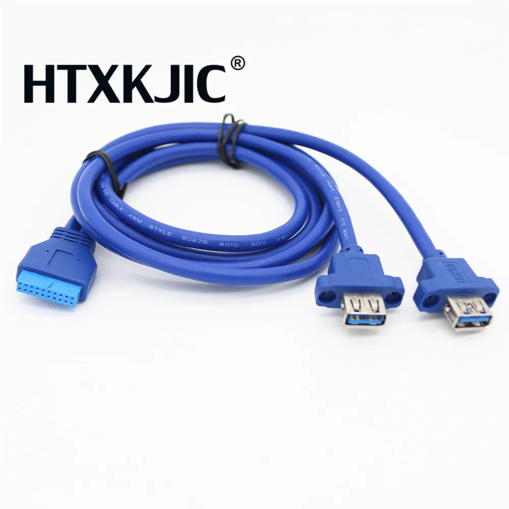 usb 3.0 20 pin female to 2 usb a female Motherboard Mount cable Adapter Connector 1m with screw hole fixed for Asus Msi Onda HP
