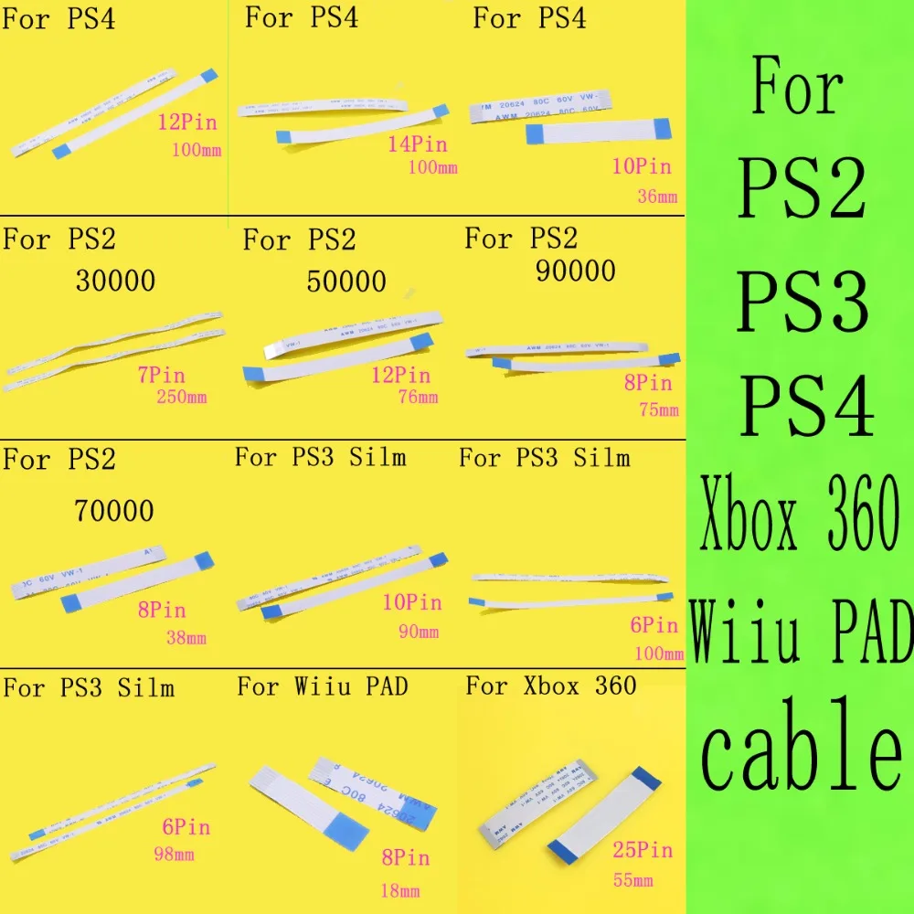 1PCS Flex Cable For PS2 for PS4/ PS3 slim Wiiu pad 30000 50000 77000 79000 90000 7000x 75000 77000 Power Reset Switch Ribbo