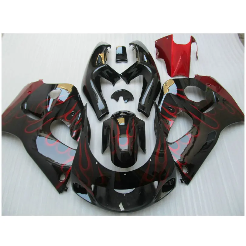 Fairing kit fit for Suzuki SRAD GSXR 600 GSXR 750 1996-2000 red flames in black Fairings set  96 97-00 PL-6