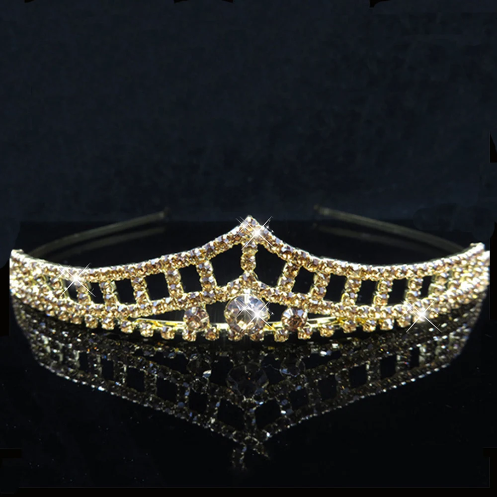 Bridal Crystal Princess Tiaras and Crowns Elegant Gold Hairbands Rhinestone Wedding Hair Jewelry Fashion Hair Accessories