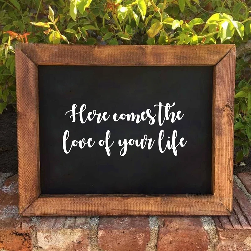 Here Comes the Love of Your Life Sign Decals Ring Bearer Flower Girl Sign Decor Removable Love Wedding Ceremony Vinyl Sticker