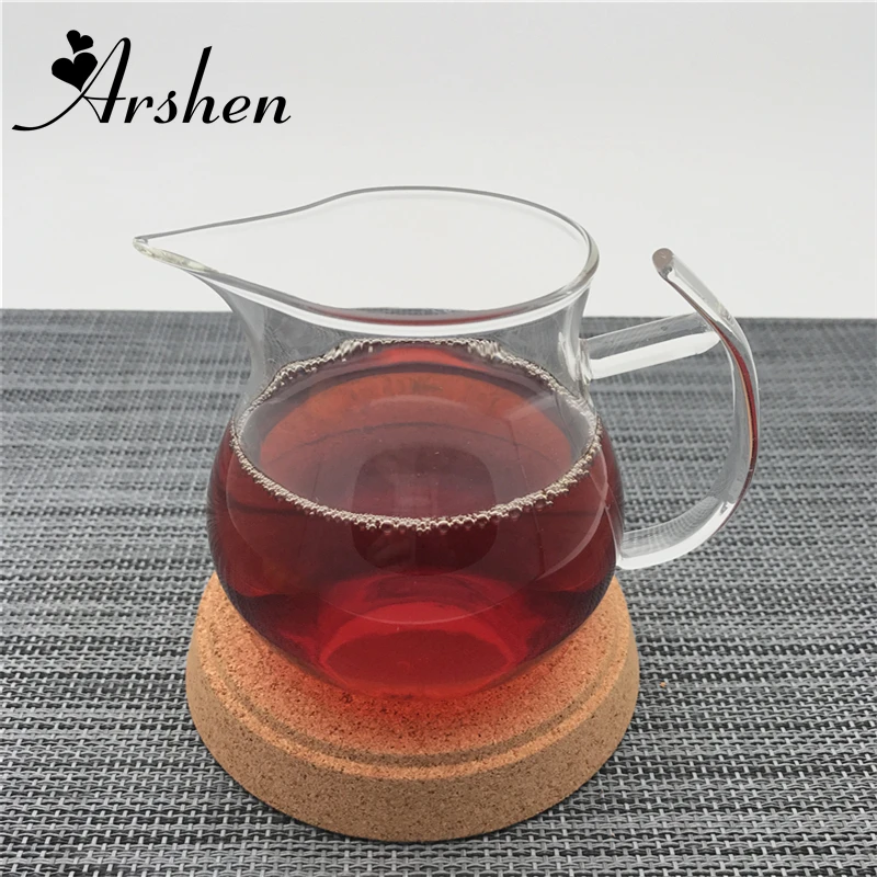 Arshen Handmade 250ml Clear Heat Resisting Single Layer Handle Tea Cup Pitcher Heat Insulation Chinese Kongfu BlackTea Cup