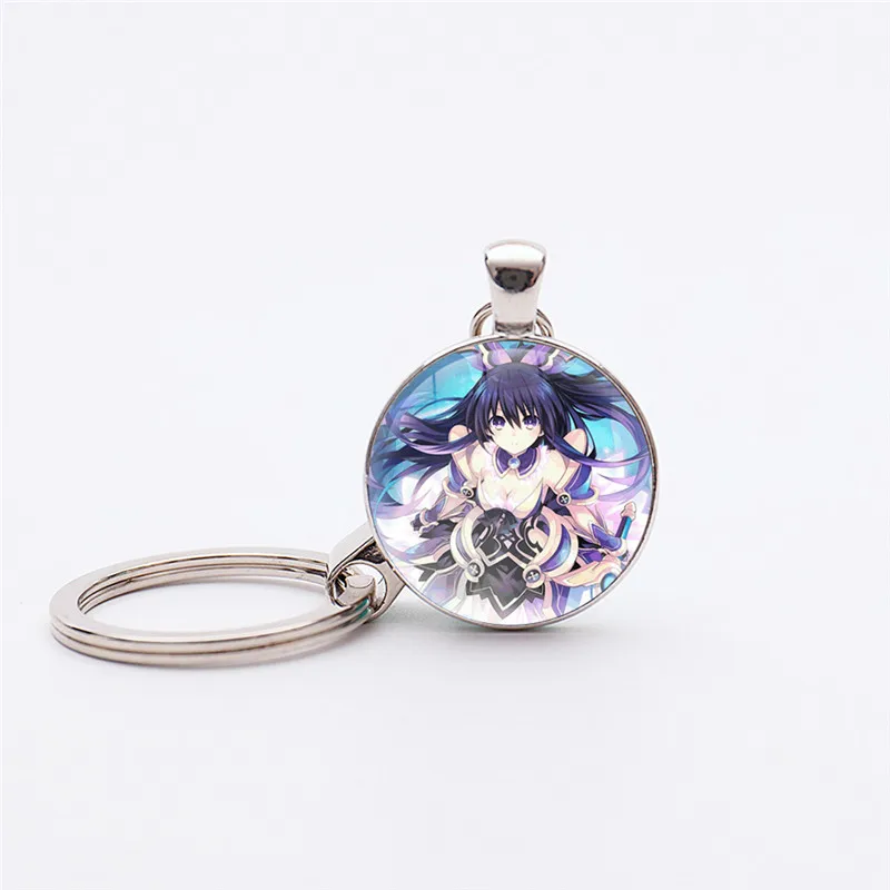 Popular Anime Date A Live Silver Plated Keychain Hermit Cute Princess Key chains Jewelry bijoux anime keychains Best Friend Gift