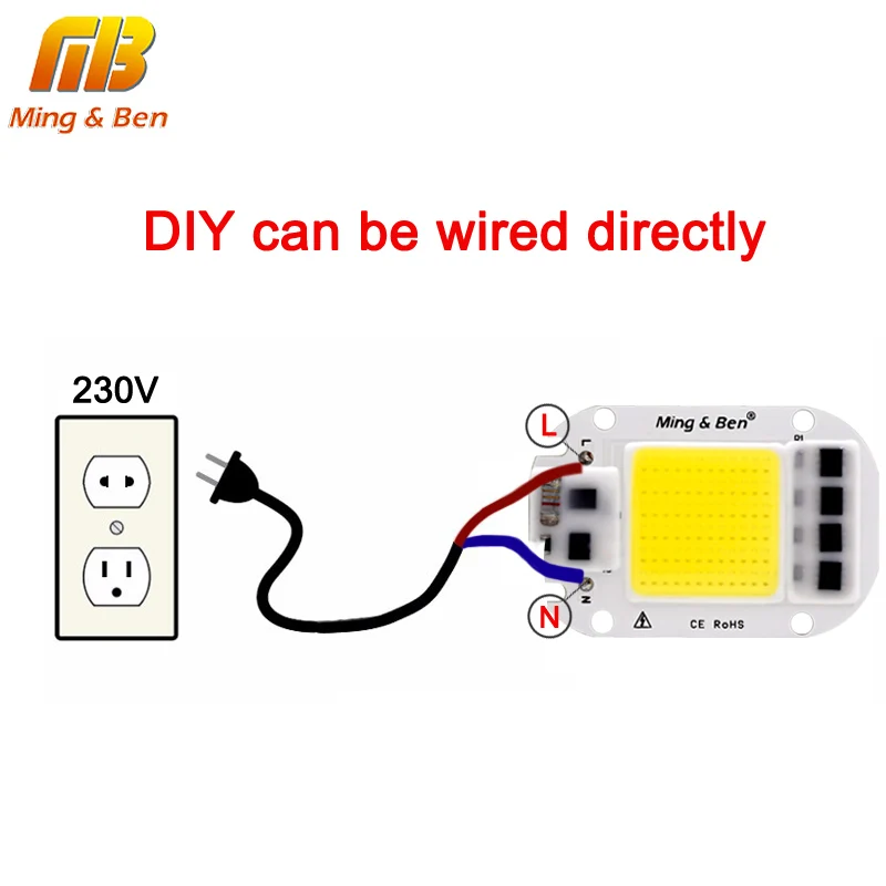 Bộ 2 Đèn LED Âm Trần COB Bóng Đèn Chip 20W 30W 50W Thông Minh IC 110V 230V Chip LED cho DIY Đèn LED Trắng Ngày Lạnh Trắng Ấm Trắng Hạt LED