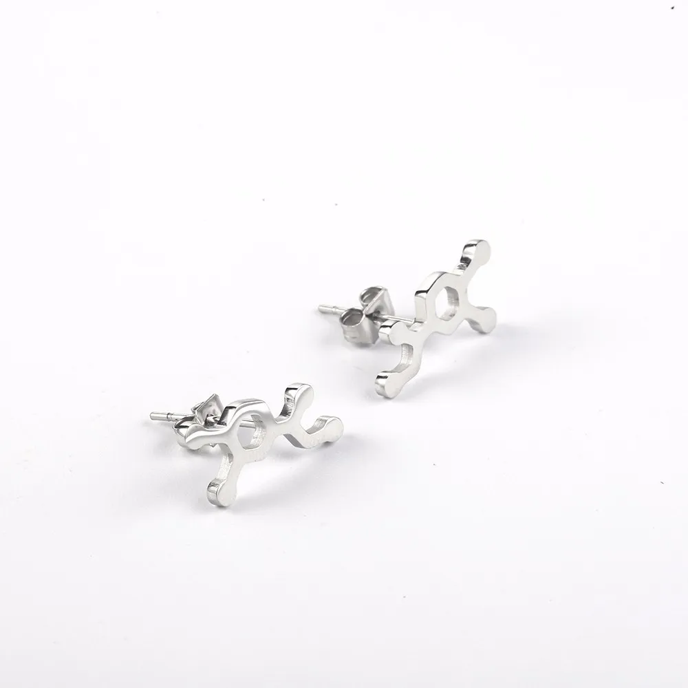 Hormone Molecular Laboratory Chemical Symbol Female Jewellery Stud Earrings Gift For Women