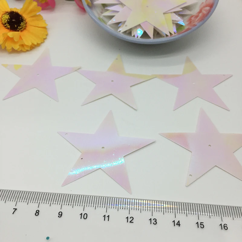 LNHOME 50g/Lot 54mm White Star Sequins Flake Spangle PVC Paillette Loose Flat Christmas Garment Accessories Halloween Sequins