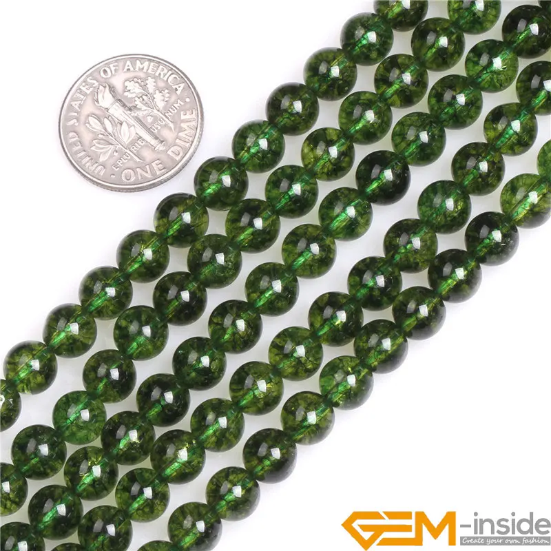 Round Green Peridot Beads For Jewelry Making Strand 15 inch DIY Fashion Bracelet Necklace Jewelry Loose Bead 6mm 8mm