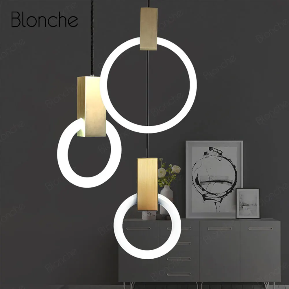 

Modern Led Pendant Lights Ring Tube Glass Hanging Lamp Nordic Design Restaurant Hotel Art Pendant Lamp Loft Docor Light Fixtures