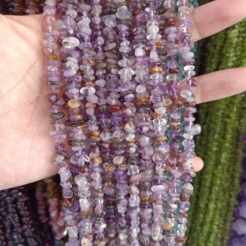 

Irregular Natural Super Seven Crystal Stone Beads 5-8mm Loose Purple Phantom Crystal Stone Beads For Jewelry Making DIY Craft