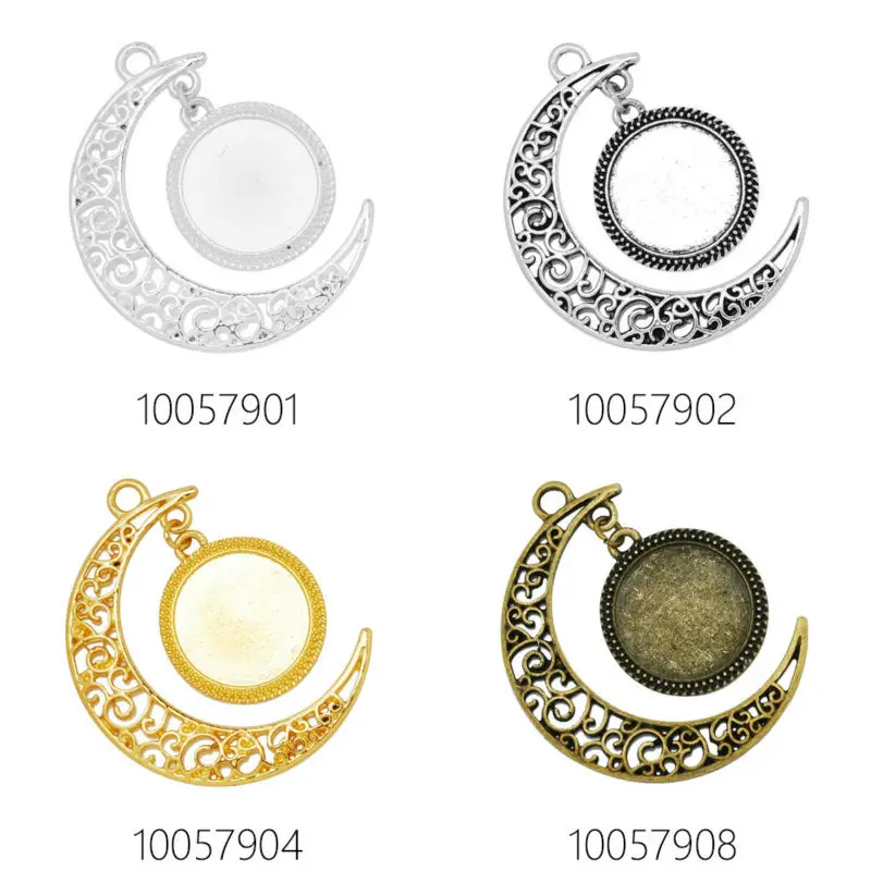 

20pcs moon pendant tray,16mm round pendant bezel,metal filled pendant blank,pendant setting-100579