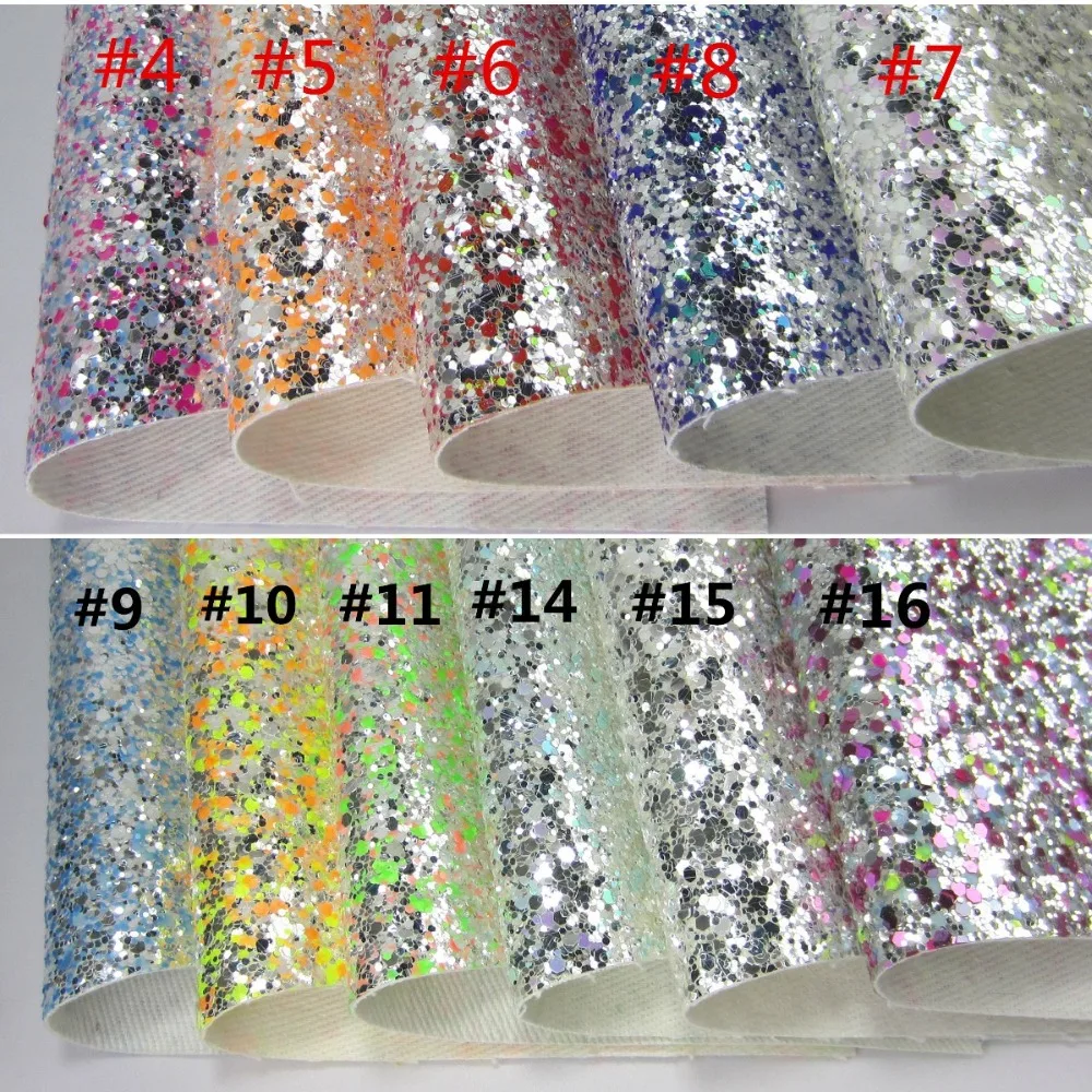 30cmx134cm Multicolored Iridescent Chunky Glitter Fabric Twill Backing Faux Leather For Bows Earring Shoes Bags DIY AY271