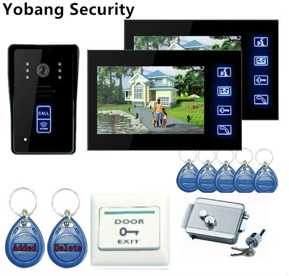 Yobang Security 7''home improvement video doorphone Door Phone Doorbell Video Intercom Night Vision with exit button