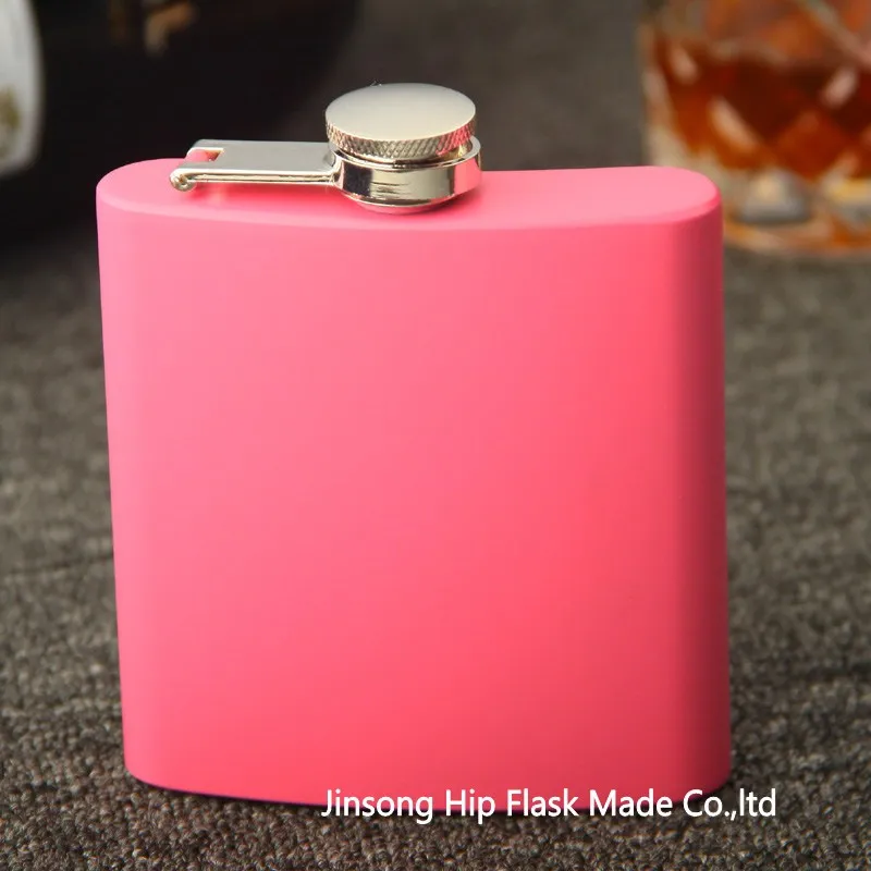 قارورة الورك من الفولاذ المقاوم للصدأ 304 قارورة مطلية بالمسحوق سعة 6 أونصة، درجة الغذاء