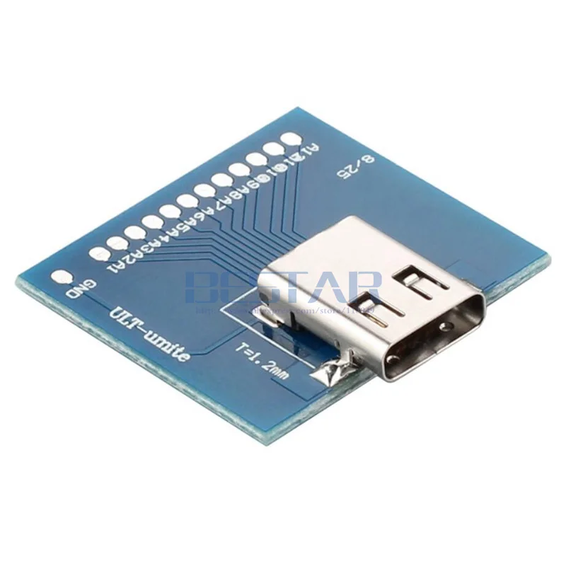 (100pcs/lot) 10Gbps USB-C Type-C Female Soldering Test Socket Cable USB 3.1 Type C Adapter PCBA Board Welding Connector Adaptor